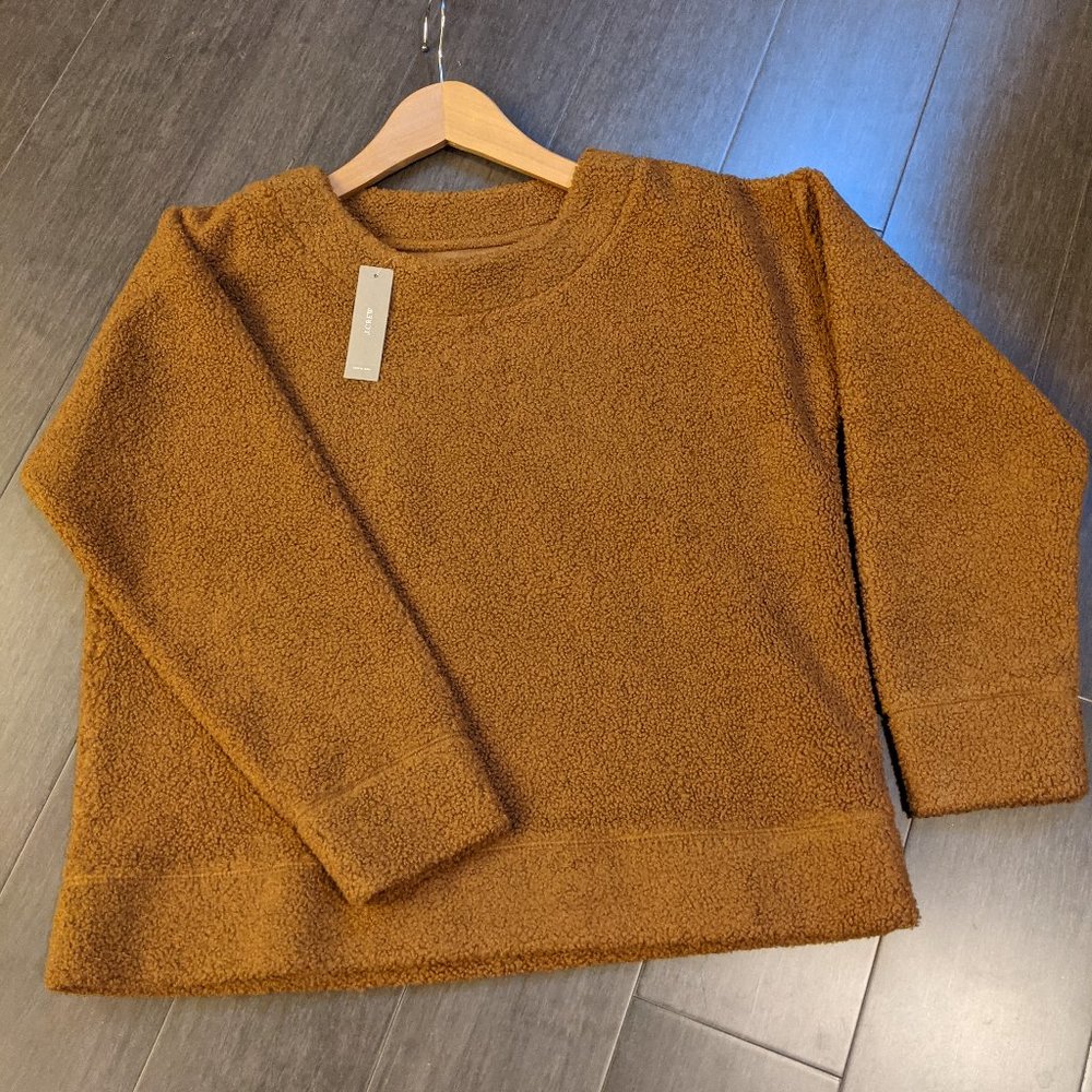 J. Crew Teddy Cropped Sherpa Pullover (Size Small)